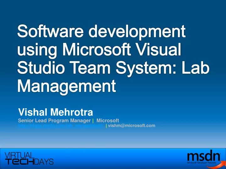 software development using microsoft visual studio team system lab management