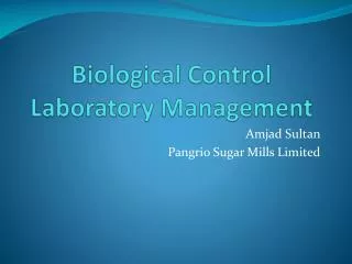 Biological Control Laboratory Management