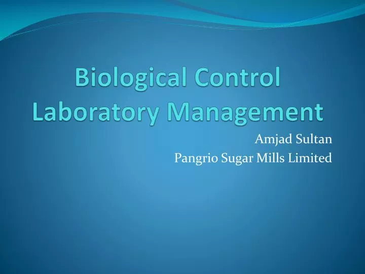 biological control laboratory management