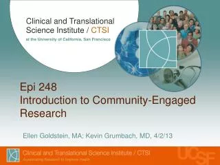Epi 248 Introduction to Community-Engaged Research