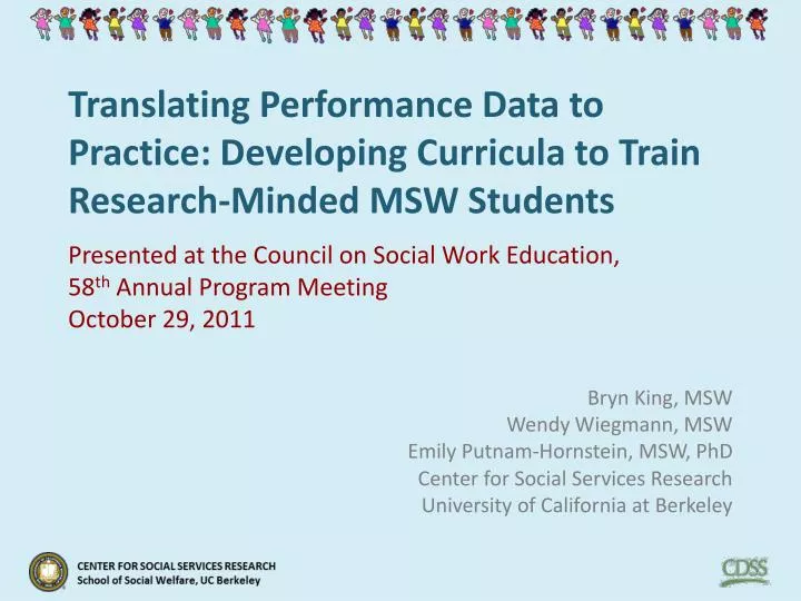 translating performance data to practice developing curricula to train research minded msw students