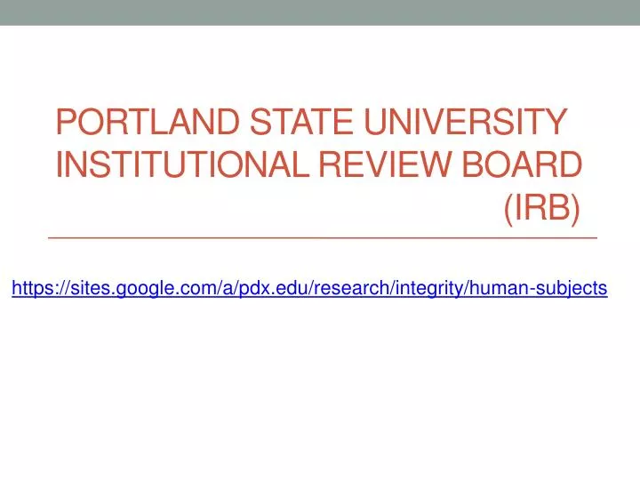 portland state university institutional review board irb