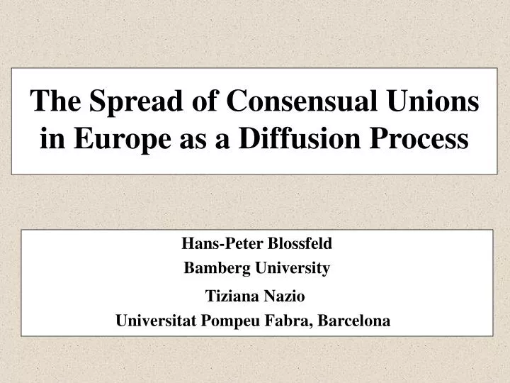 the spread of consensual unions in europe as a diffusion process