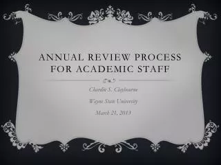 Annual Review Process for Academic Staff