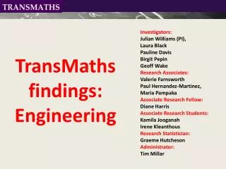 TransMaths findings: Engineering