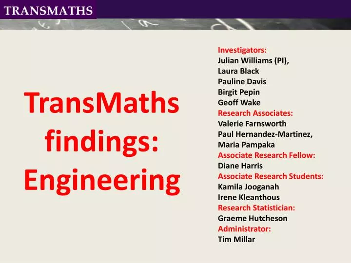 transmaths findings engineering