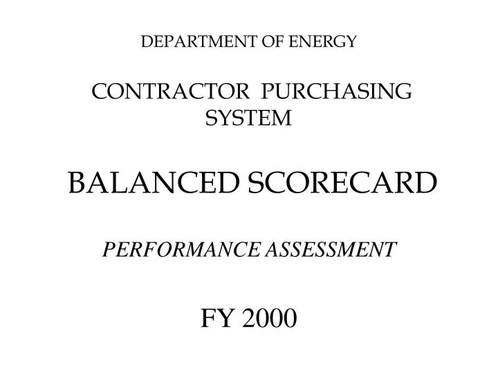 department of energy contractor purchasing system balanced scorecard