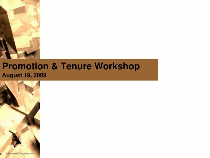 promotion tenure workshop august 19 2009
