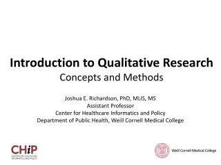 Introduction to Qualitative Research Concepts and Methods