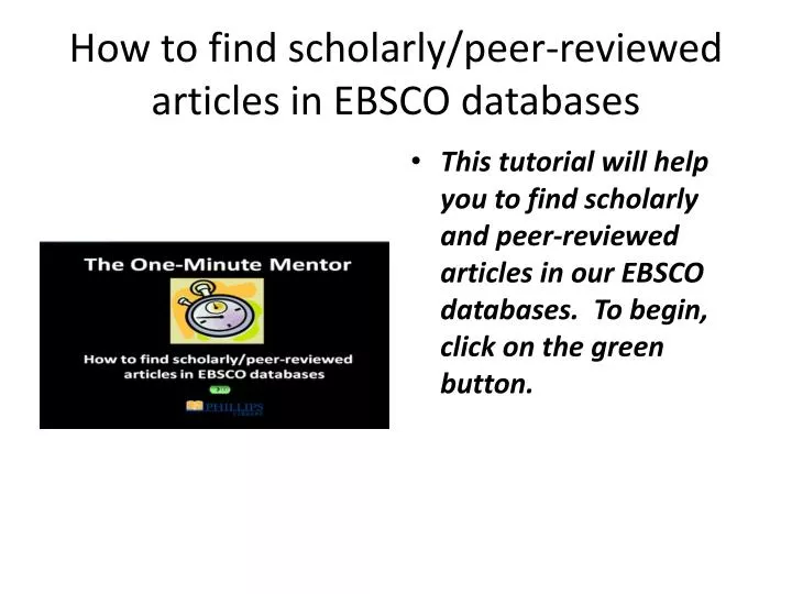 how to find scholarly peer reviewed articles in ebsco databases