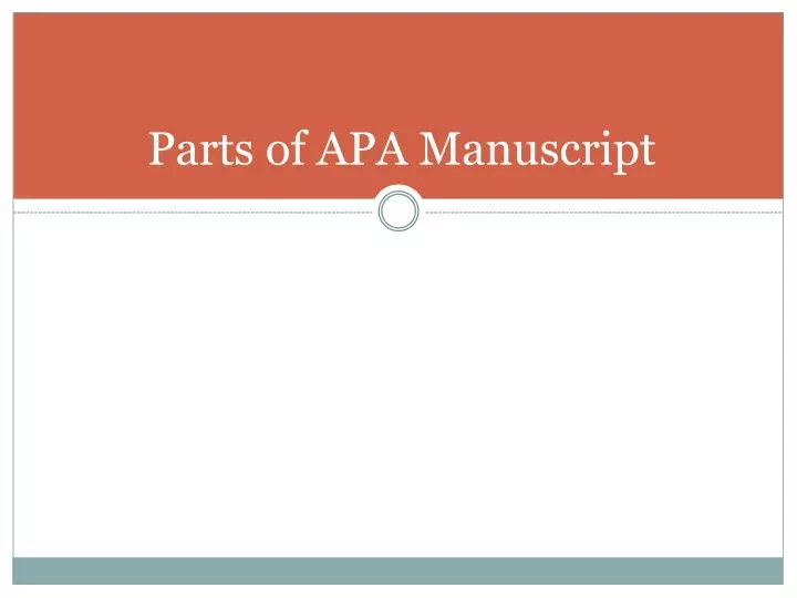 parts of apa manuscript