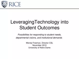 LeveragingTechnology into Student Outcomes