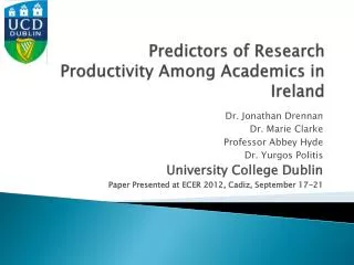 Predictors of Research Productivity Among Academics in Ireland