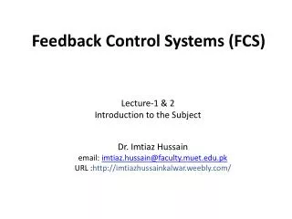 Feedback Control Systems ( FCS )