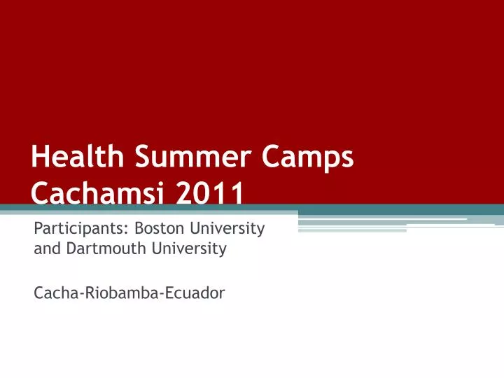 health summer camps cachamsi 2011