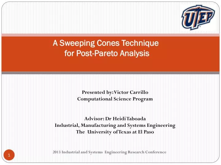 a sweeping cones technique for post pareto analysis