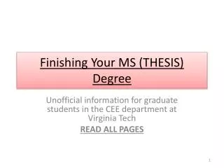 Finishing Your MS (THESIS) Degree