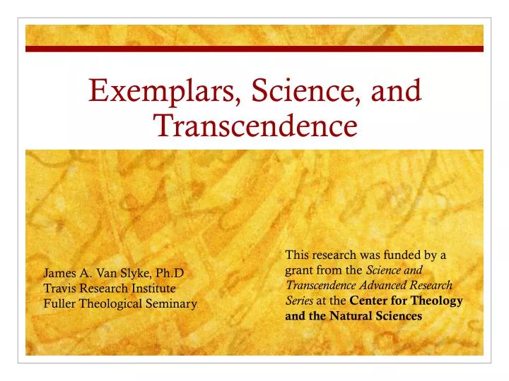 exemplars science and transcendence