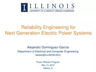 Reliability Engineering for Next Generation Electric Power Systems