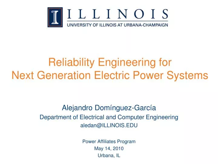 reliability engineering for next generation electric power systems