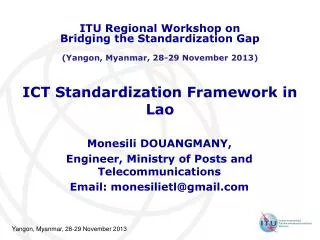 ICT Standardization Framework in Lao