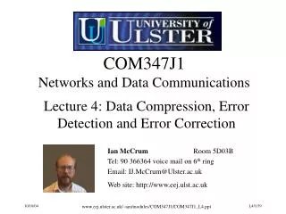 COM347J1 Networks and Data Communications