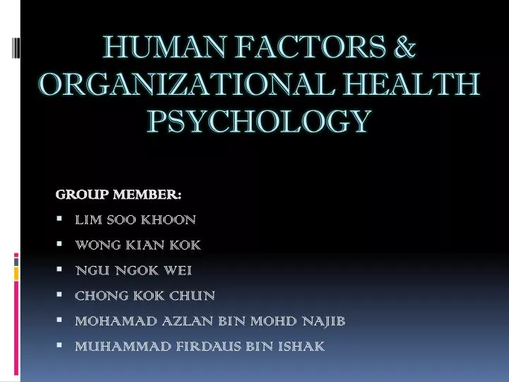 human factors organizational health psychology