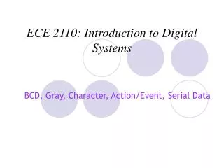 ECE 2110: Introduction to Digital Systems