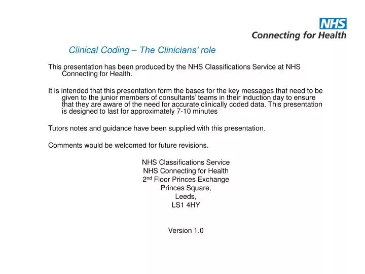 clinical coding the clinicians role