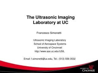 The Ultrasonic Imaging Laboratory at UC