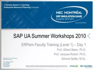 SAP UA Summer Workshops 2010