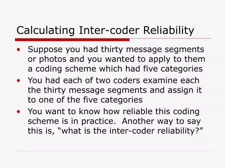 calculating inter coder reliability