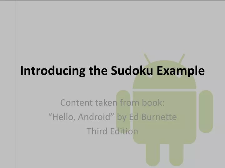 introducing the sudoku example