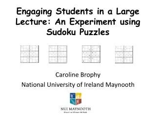 Engaging Students in a Large Lecture: An Experiment using Sudoku Puzzles