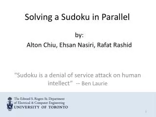 Solving a Sudoku in Parallel