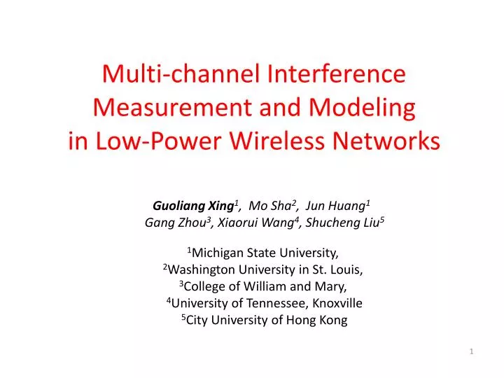 multi channel interference measurement and modeling in low power wireless networks