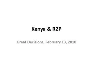 Kenya &amp; R2P