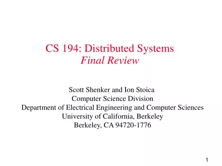 cs 194 distributed systems final review