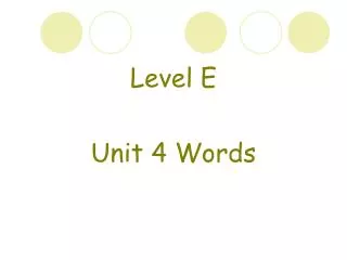 Level E Unit 4 Words