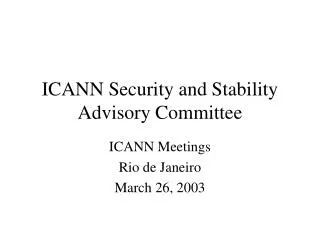 ICANN Security and Stability Advisory Committee
