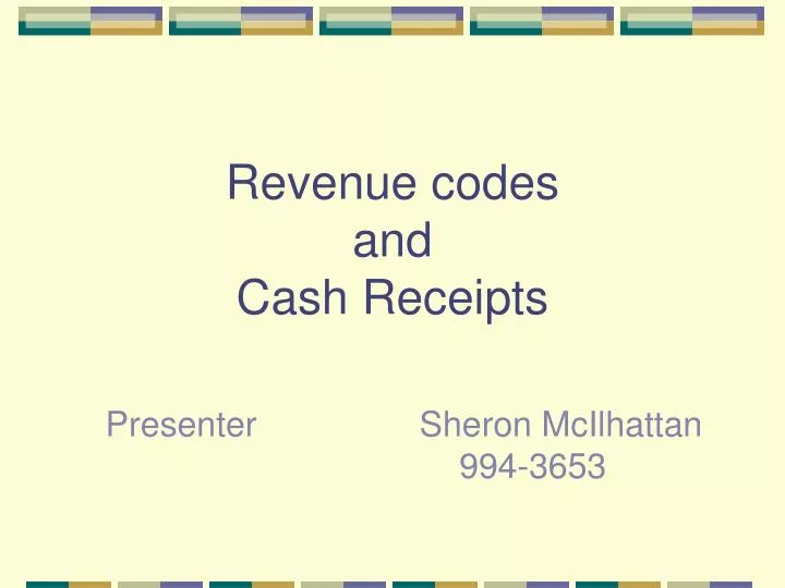 revenue codes and cash receipts