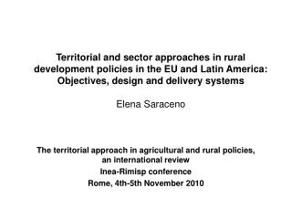 The territorial approach in agricultural and rural policies, an international review