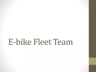 E-bike Fleet T eam
