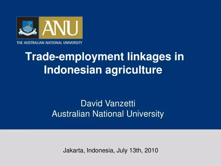 trade employment linkages in indonesian agriculture