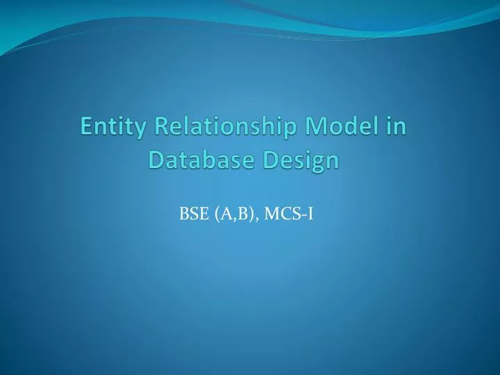 entity relationship model in database design