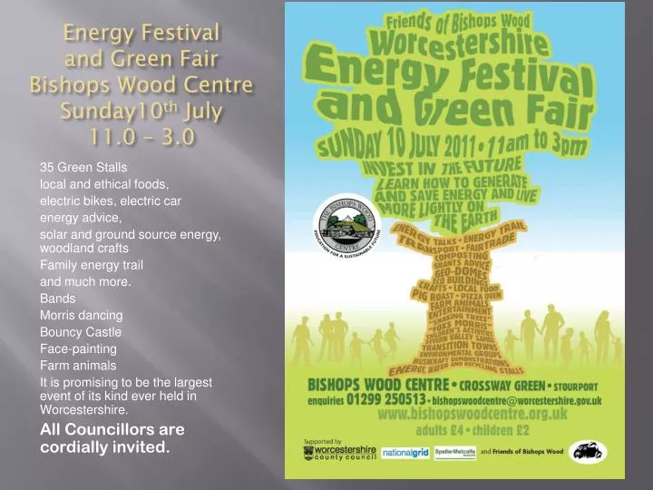 energy festival and green fair bishops wood centre sunday10 th july 11 0 3 0