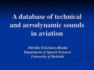 A database of technical and aerodynamic sounds in aviation