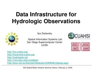 Data Infrastructure for Hydrologic Observations