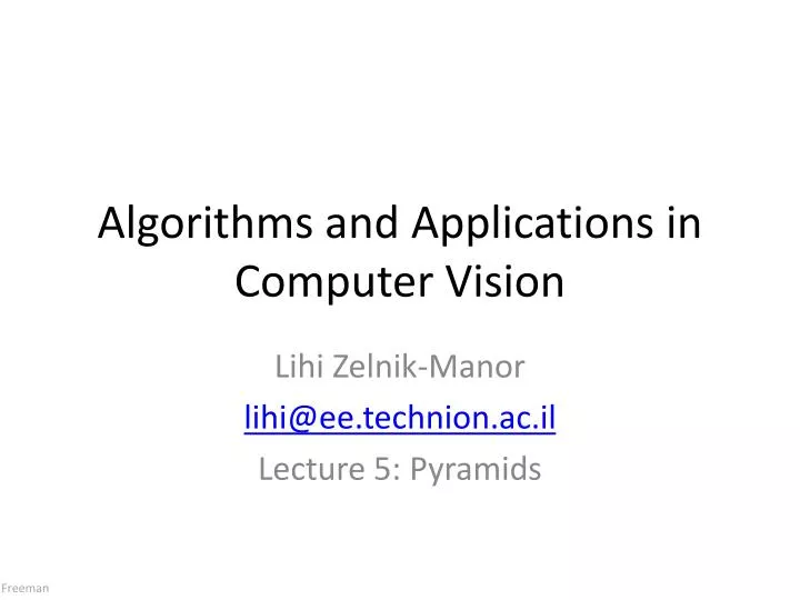 algorithms and applications in computer vision