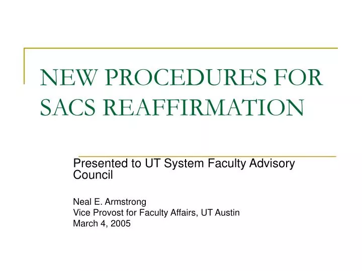 new procedures for sacs reaffirmation